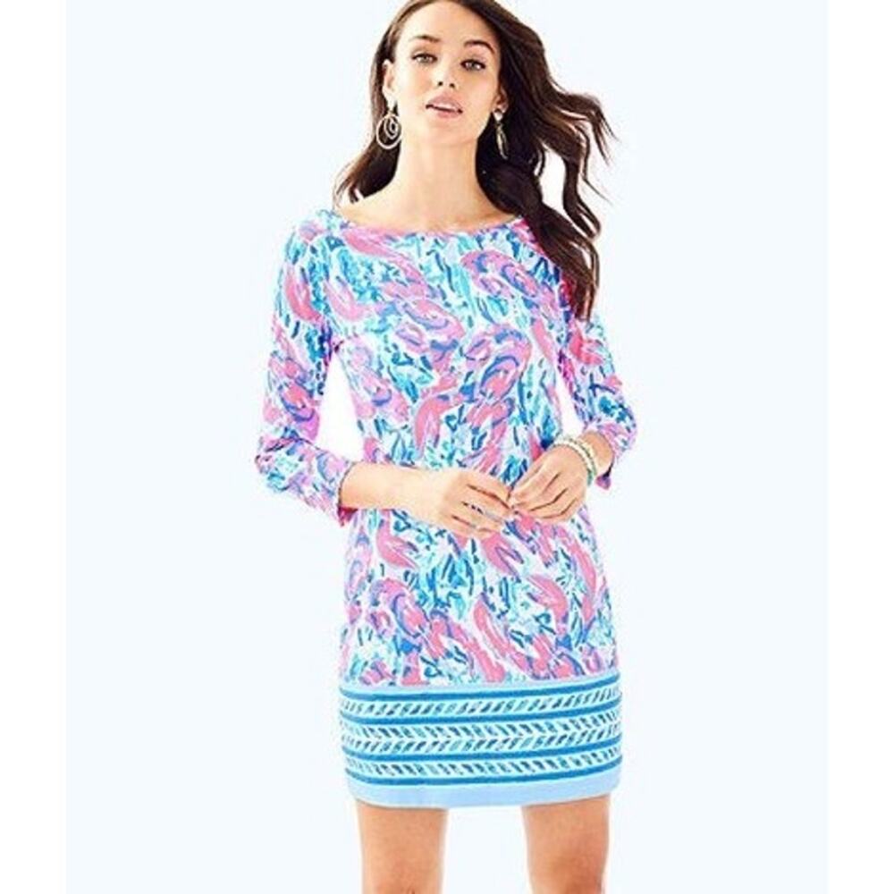 Lilly Pulitzer Marlowe Boatneck T-Shirt Shift Mini Dress  Large - Picture 2 of 9
